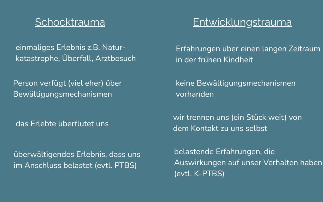 Was ist der Unterschied zwischen einem Schocktrauma und einem Entwicklungstrauma?